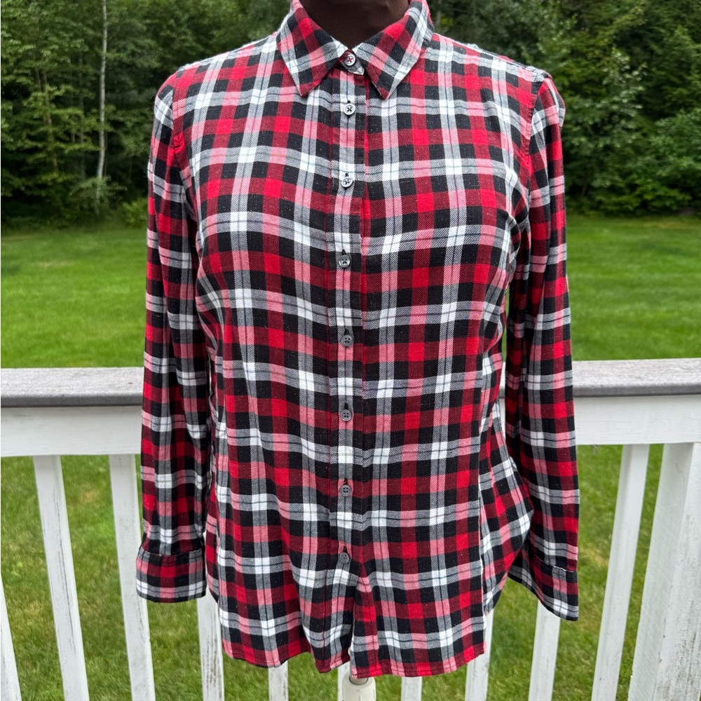 Talbots Red and Black Button Down Shirt